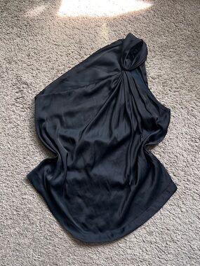 $298 Zadig & Voltaire Black reversible tiki satin blouse top size small